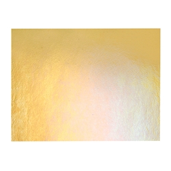 Medium Amber Transparent, Thin-rolled, Iridescent, rainbow, 2 mm, Fusible, 17 x 20 in., Half Sheet 