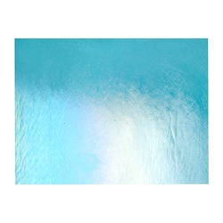 Turquoise Blue Transparent, Thin-rolled, Iridescent, rainbow, 2 mm, Fusible, 17 x 20 in., Half Sheet 