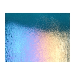 Aquamarine Blue Transparent, Thin-rolled, Iridescent, rainbow, 2 mm, Fusible, 17 x 20 in., Half Sheet 