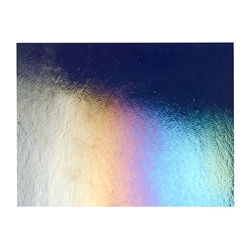Aventurine Blue Transparent, Thin-rolled, Iridescent, rainbow, 2 mm, Fusible, 17 x 20 in., Half Sheet 