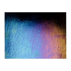 Black Opalescent, Thin-rolled, Iridescent, rainbow, 2 mm, Fusible, 17 x 20 in., Half Sheet 