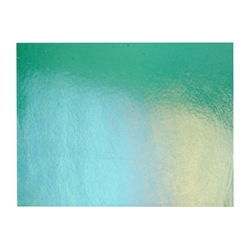 Emerald Green Transparent, Thin-rolled, Iridescent, rainbow, 2 mm, Fusible, 17 x 20 in., Half Sheet 