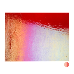 Garnet Red Transparent, Thin-rolled, Iridescent, rainbow, 2 mm, Fusible, 17 x 20 in., Half Sheet 