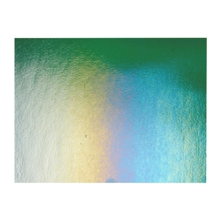 Kelly Green Transparent, Thin-rolled, Iridescent, rainbow, 2 mm, Fusible, 17 x 20 in., Half Sheet 