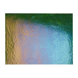 Light Aventurine Green Transparent, Thin-rolled, Iridescent, rainbow, 2 mm, Fusible, 17 x 20 in., Half Sheet 
