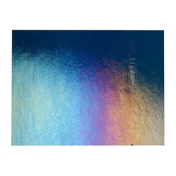 Midnight Blue Transparent, Thin-rolled, Iridescent, rainbow, 2 mm, Fusible, 17 x 20 in., Half Sheet 