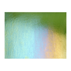 Olive Green Transparent, Thin-rolled, Iridescent, rainbow, 2 mm, Fusible, 17 x 20 in., Half Sheet 