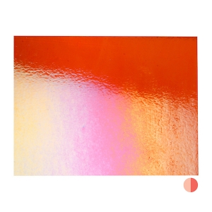 Orange Transparent, Thin-rolled, Iridescent, rainbow, 2 mm, Fusible, 17 x 20 in., Half Sheet 