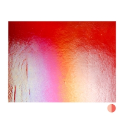 Red Transparent, Thin-rolled, Iridescent, rainbow, 2 mm, Fusible, 17 x 20 in., Half Sheet 