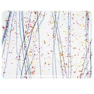Yellow, Blue, & Red Frit w/Blue Strmrs on Clear 